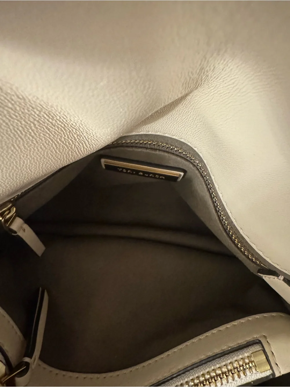 Tory Burch Cream Quilted Leather Crossbody/Satchel with Gold Logo